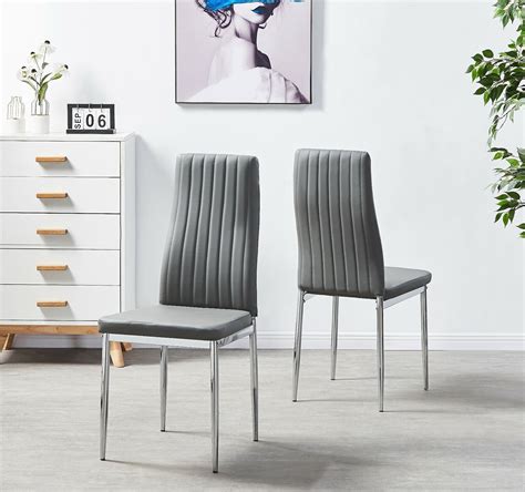 grey metal 4 leg chair with fabric seat and back|Dining Chairs Set Of 4, Modern Fabric Chairs For .